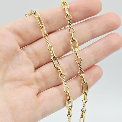 18K Gold Rectangular Link Necklace: Modern Fine Jewelry Gift