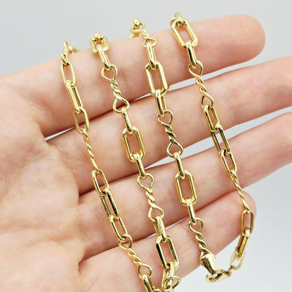 18K Gold Rectangular Link Necklace: Modern Fine Jewelry Gift