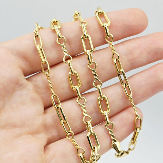 18K Gold Rectangular Link Necklace: Modern Fine Jewelry Gift