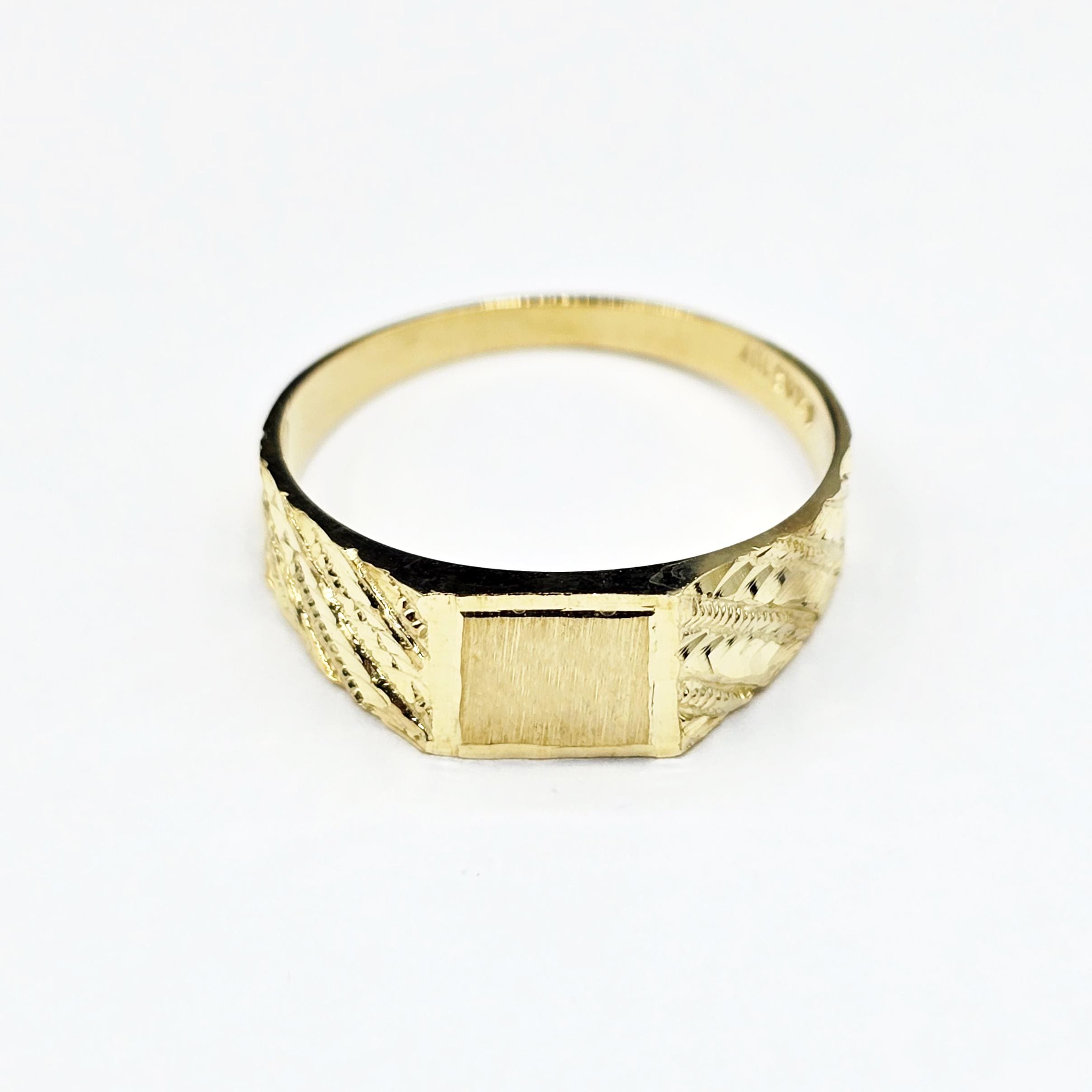 10K Solid Gold Signet Ring: Engravable Personalized Heirloom