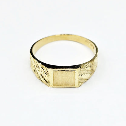 10K Solid Gold Signet Ring: Engravable Personalized Heirloom