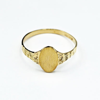 10K Solid Gold Signet Ring: Engravable Personalized Heirloom