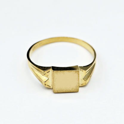 10K Solid Gold Signet Ring: Engravable Personalized Heirloom