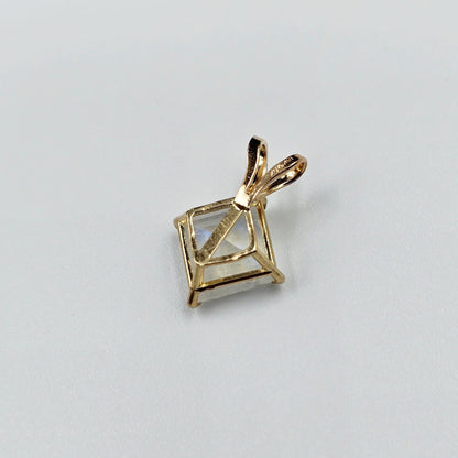10K Yellow Gold Genuine Moonstone 6x6mm Pendant, Square Gemstone Pendant, June Birthstone Jewelry