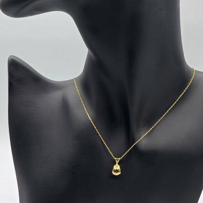 10K Yellow Gold Pear Citrine Pendant Necklace, November Birthstone