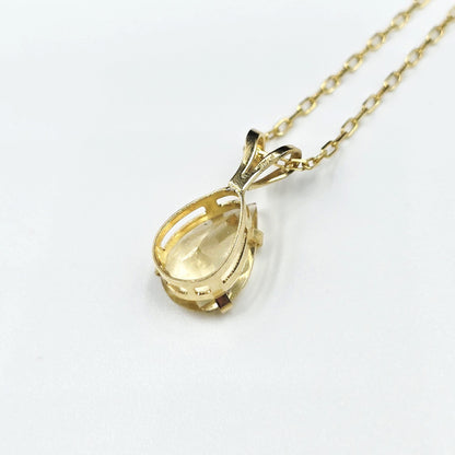 10K Yellow Gold Pear Citrine Pendant Necklace, November Birthstone