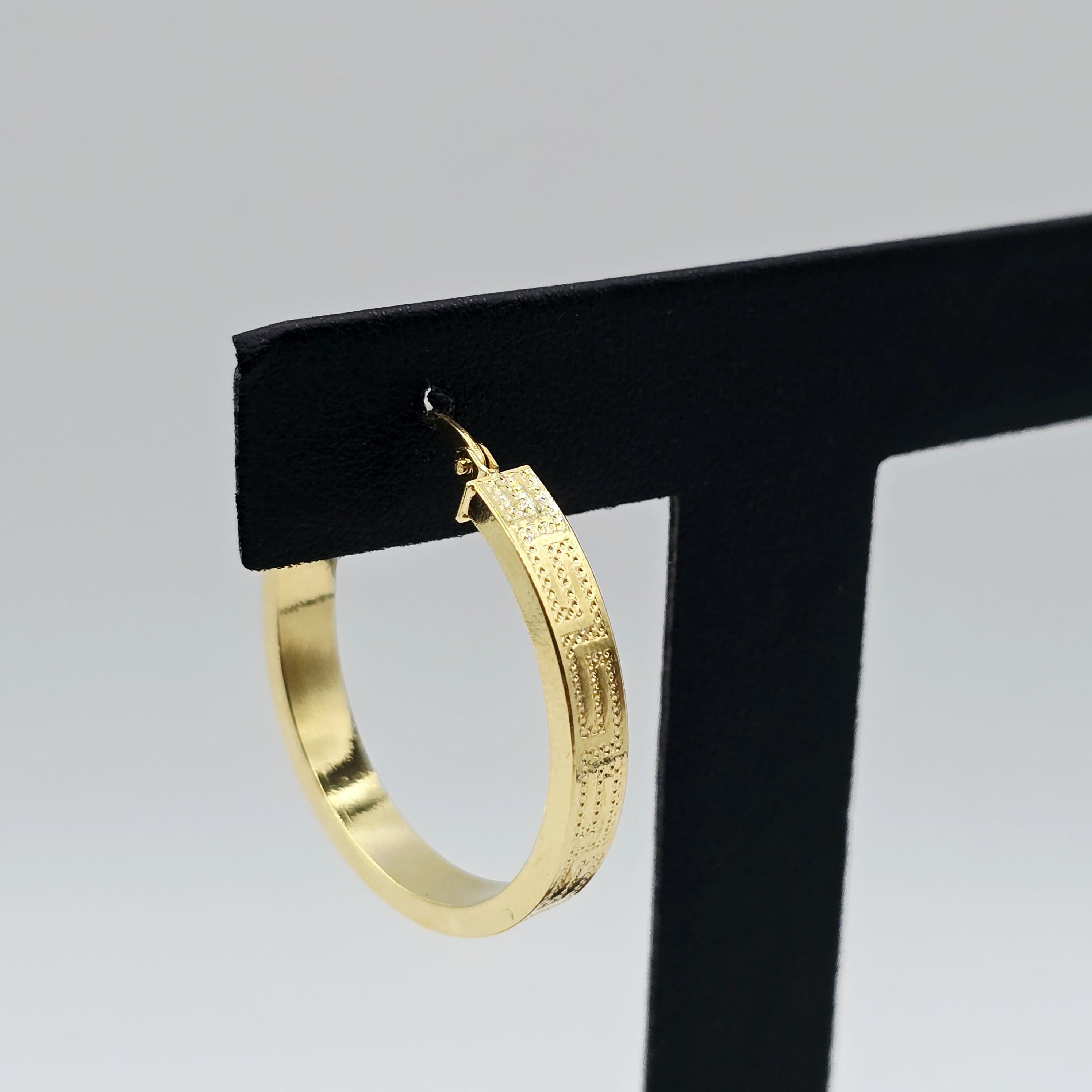 10K Yellow Gold Hoop Earrings,  30mm Classic Thick Gold Hoops for Women