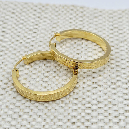 10K Yellow Gold Hoop Earrings,  30mm Classic Thick Gold Hoops for Women
