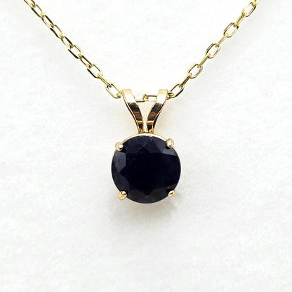 14K Yellow Gold Blue Sapphire 6x6mm Pendant Necklace, September Birthstone
