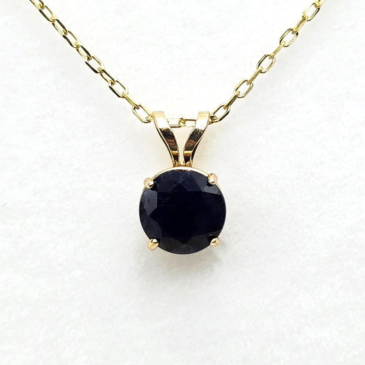 14K Yellow Gold Blue Sapphire 6x6mm Pendant Necklace, September Birthstone