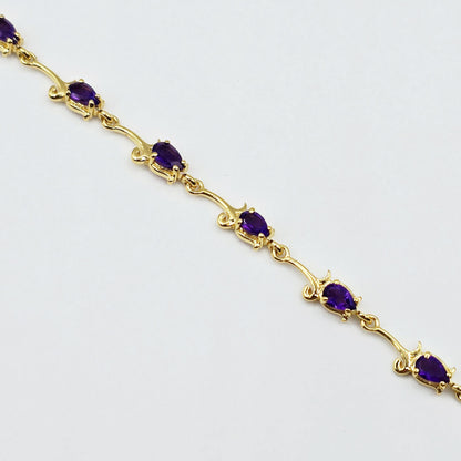 Gold Plated Sterling Silver Amethyst Bracelet, Delicate Gemstone Jewelry