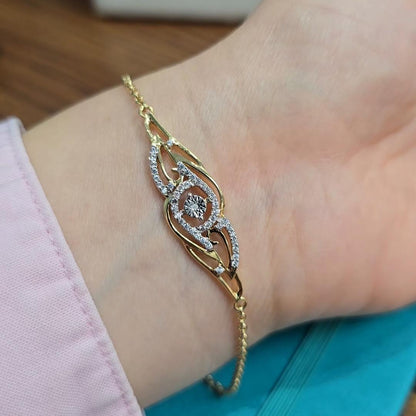 Gold Plated Sterling Silver CZ Bracelet, Dainty Adjustable Chain, Love Gift for Her