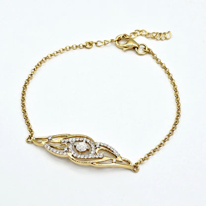 Gold Plated Sterling Silver CZ Bracelet, Dainty Adjustable Chain, Love Gift for Her