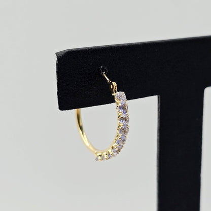 10K Yellow Gold Tanzanite Hoop Earrings, 20mm