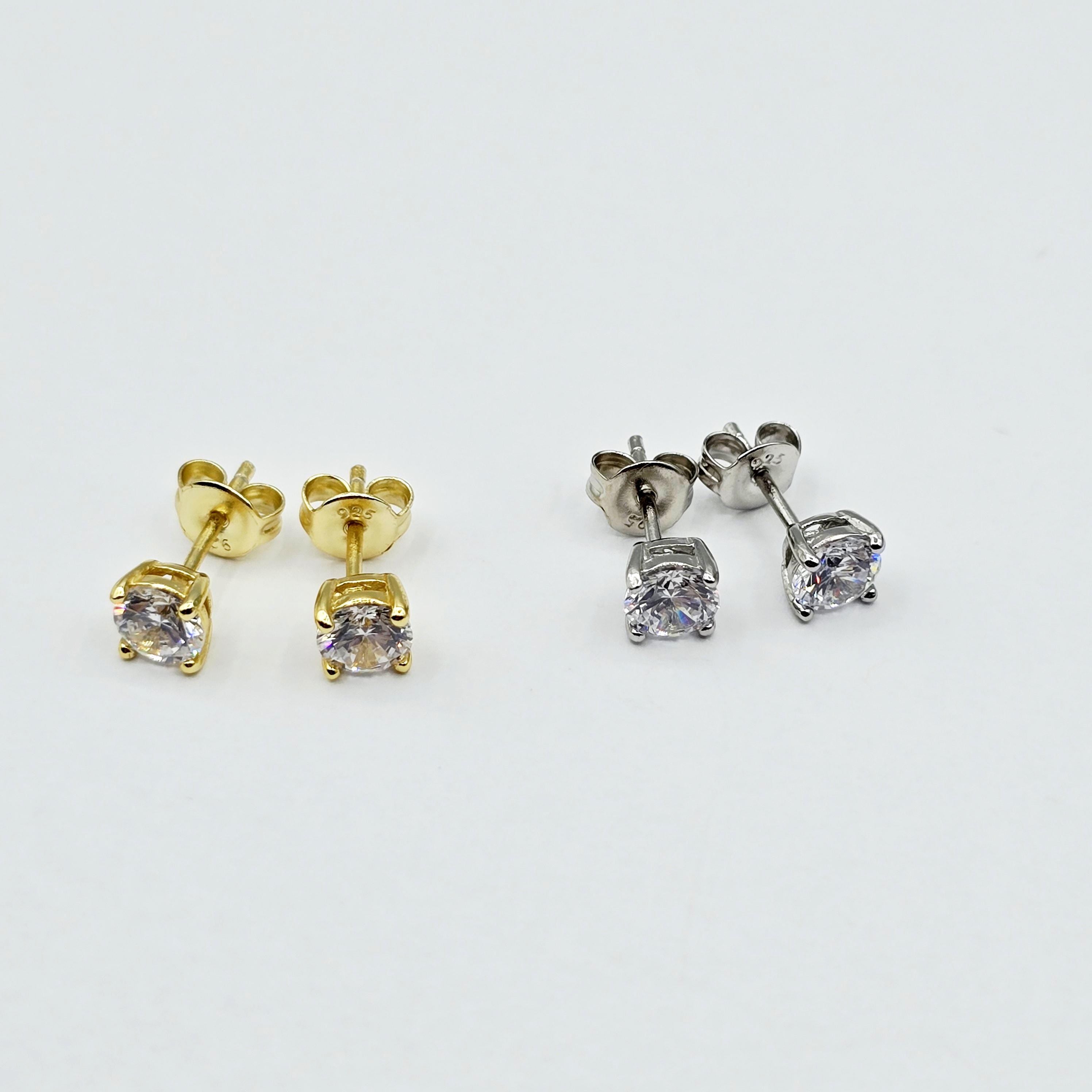 Sterling Silver 5mm Round CZ Stud Earrings Æ’?? Classic Sparkle Everyday Earrings
