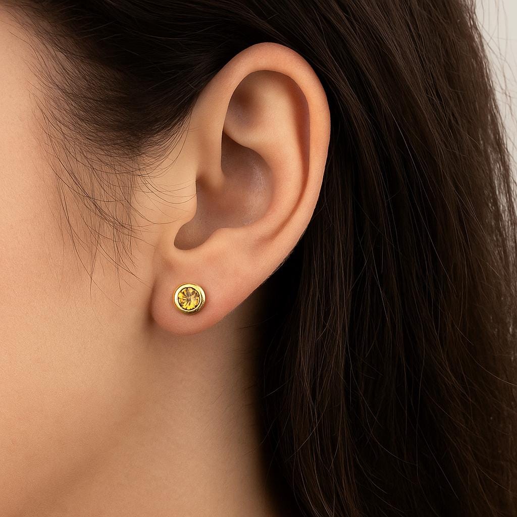 14K Yellow Gold Citrine Stud Earrings, November Birthstone 5x5mm