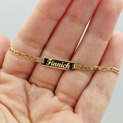 Gold Baby ID Bracelet: Engravable 10K Gold, Child Size