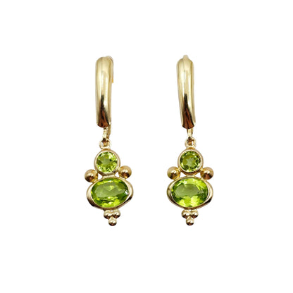 14K Yellow Gold Peridot Dangle Earrings