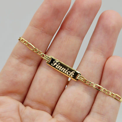 Gold Baby ID Bracelet: Engravable 10K Gold, Child Size