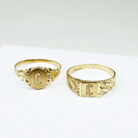 10K Solid Gold Signet Ring: Engravable Personalized Heirloom