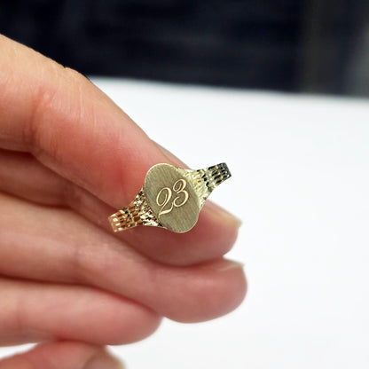 10K Solid Gold Signet Ring: Engravable Personalized Heirloom