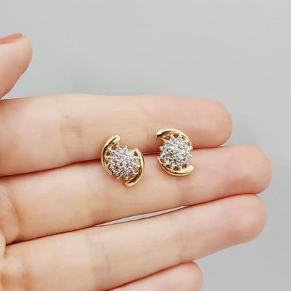 Gold Diamond Stud Earrings, 10K Yellow Gold Natural Diamonds Earrings, Earrings For Women, Wedding Earrings, Anniversary Gift