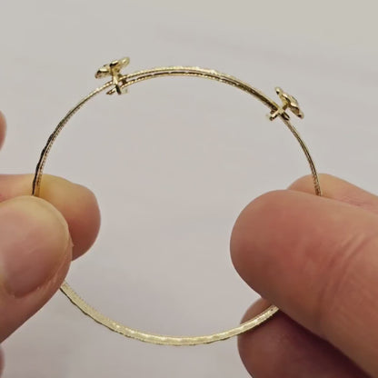 Gold Bangle for Baby, 10K Solid Gold Adjustable Baby Bangle with Hearts, Flowers or Cross, Baby Jewelry, Gift for Baby, Toddler Bracelet