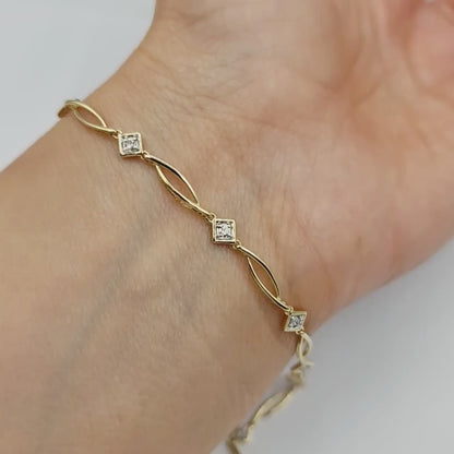 Gold Diamond Bracelet , 10K Yellow Gold Diamond 0.25ct Bracelet, Elegant Design, Fine Jewelry, Precious Gift, Luxury Accessories for Women