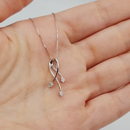 10K White Gold Diamond Pendant Necklace, April Birthstone, Gift for her, Sparkling Diamonds Pendant, Jewelry for Women
