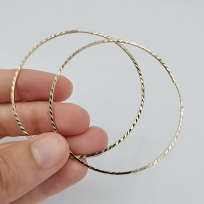 Gold Diamond Cut Big Hoops Earrings For Women, Gold Hoop Earrings,  10K Yellow Gold Circle Earrings , Large Hoop Earrings, Gift For Her