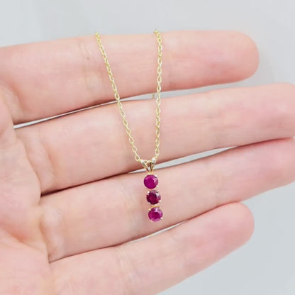14K Yellow Gold Genuine Ruby 4x4mm Pendant, Birthstone Necklace For Women, Gift For Her, July Birthstone Pendant