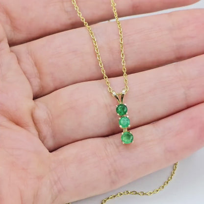 14K Yellow Gold Genuine Emerald 4x4mm Pendant, Birthstone Necklace For Women, Gift For Her, May Birthstone Necklace