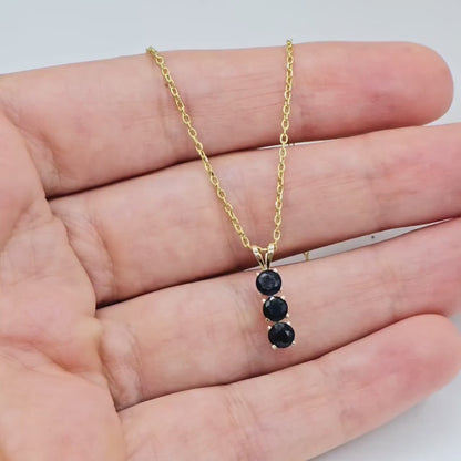 14K Yellow Gold Genuine Blue Sapphire 4x4mm Pendant, Birthstone Necklace For Women, Gift For Her, September Birthstone Pendant