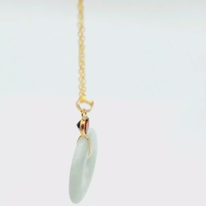 Jade Pendant | 14K Yellow Gold Jade Disc Pendant with Genuine Gemstones