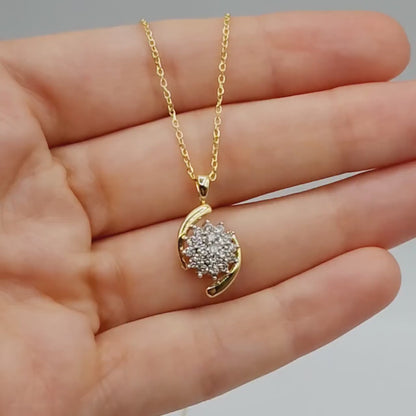 Gold Diamond Pendant Necklace, 10K Yellow Gold Natural Diamonds (0.50ct) Necklace, April Birthstone, Necklace For Wedding, Bridal Necklace