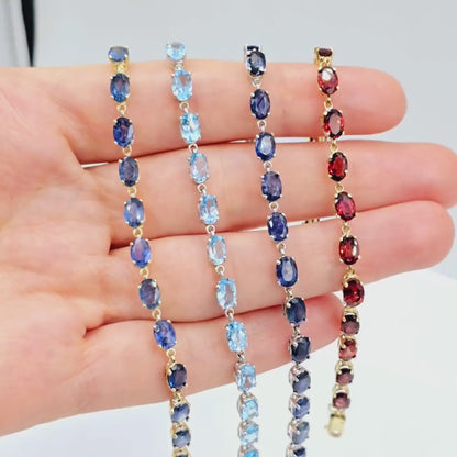 Elegant Solid Gold Bracelet with Genuine Gemstones, Gold jewelry Bracelet, Luxury Gemstone Bracelet, Bracelet for Women