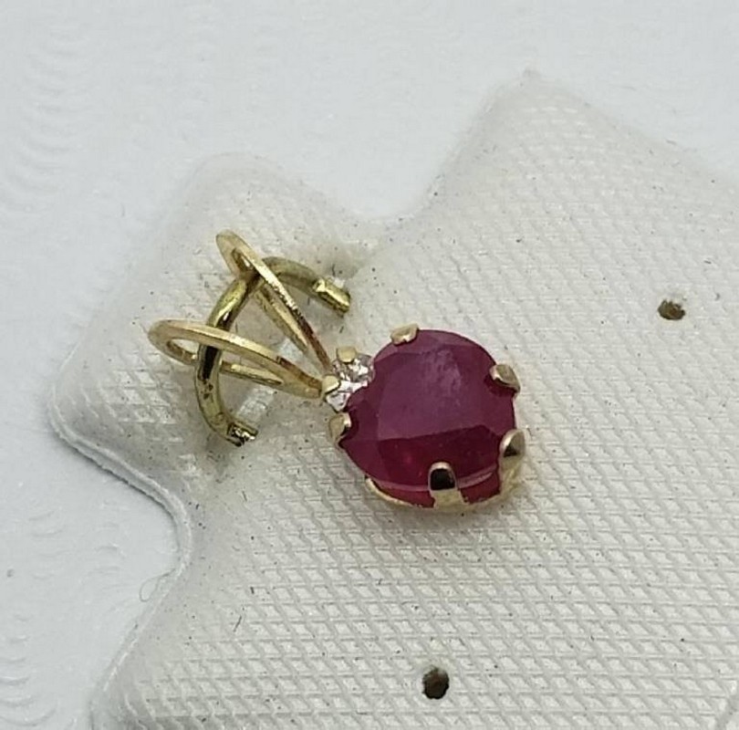 10K Yellow Gold Ruby Sapphire Pendant - BEST JEWELRY SET